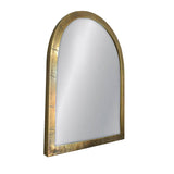 Arched mirror with gold frame on a white background