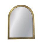 Arched mirror with gold frame on a white background