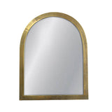 Arched mirror with gold frame on a white background