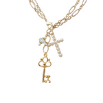 Necklace features a gold braided chain link design that can be worn long or doubled up for a layered look.