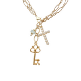 Necklace features a gold braided chain link design that can be worn long or doubled up for a layered look.