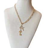 Necklace features a gold braided chain link design that can be worn long or doubled up for a layered look.