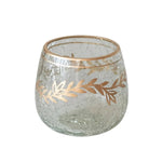 Recycled Glass Tealight/Votive Holder w/ Gold Finish Design (Each One Will Vary)