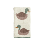 chenille blanket with mallard ducks on white background