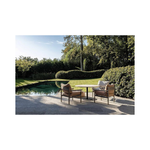 image of a backyard with pool and table and chairs from Hardcover Book, "Worlds Best 50 Gardens from around the Globe", on a white background