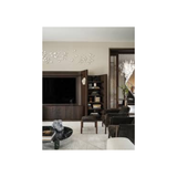 image of living room with brown accents from hardcover book "Ariana Ahmad Design" on white background