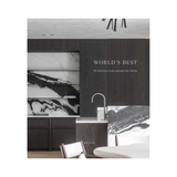 hardcover book "world's best: 50 interiors from around the globe" on a white background