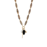 Marble Stone Multi Charm Necklace on white background