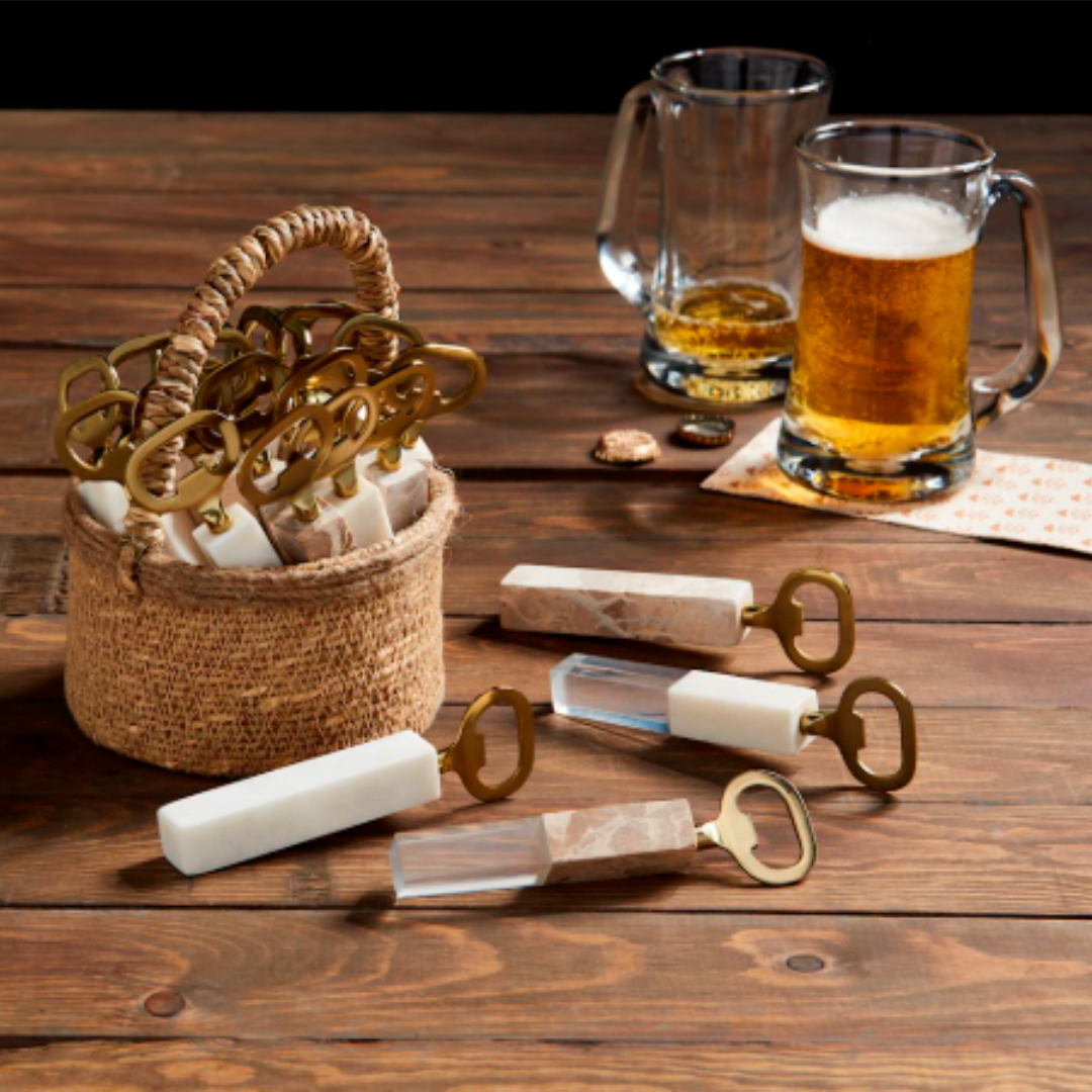 marble or marble and resin brass bottle opener