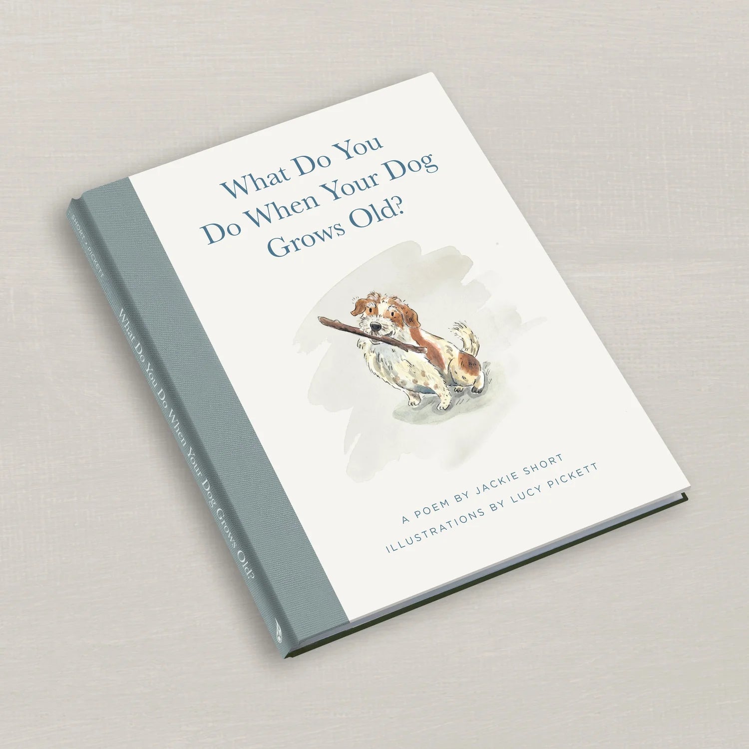 Book titled 'What Do You Do When Your Dog Grows Old?' with a dog illustration on the cover.