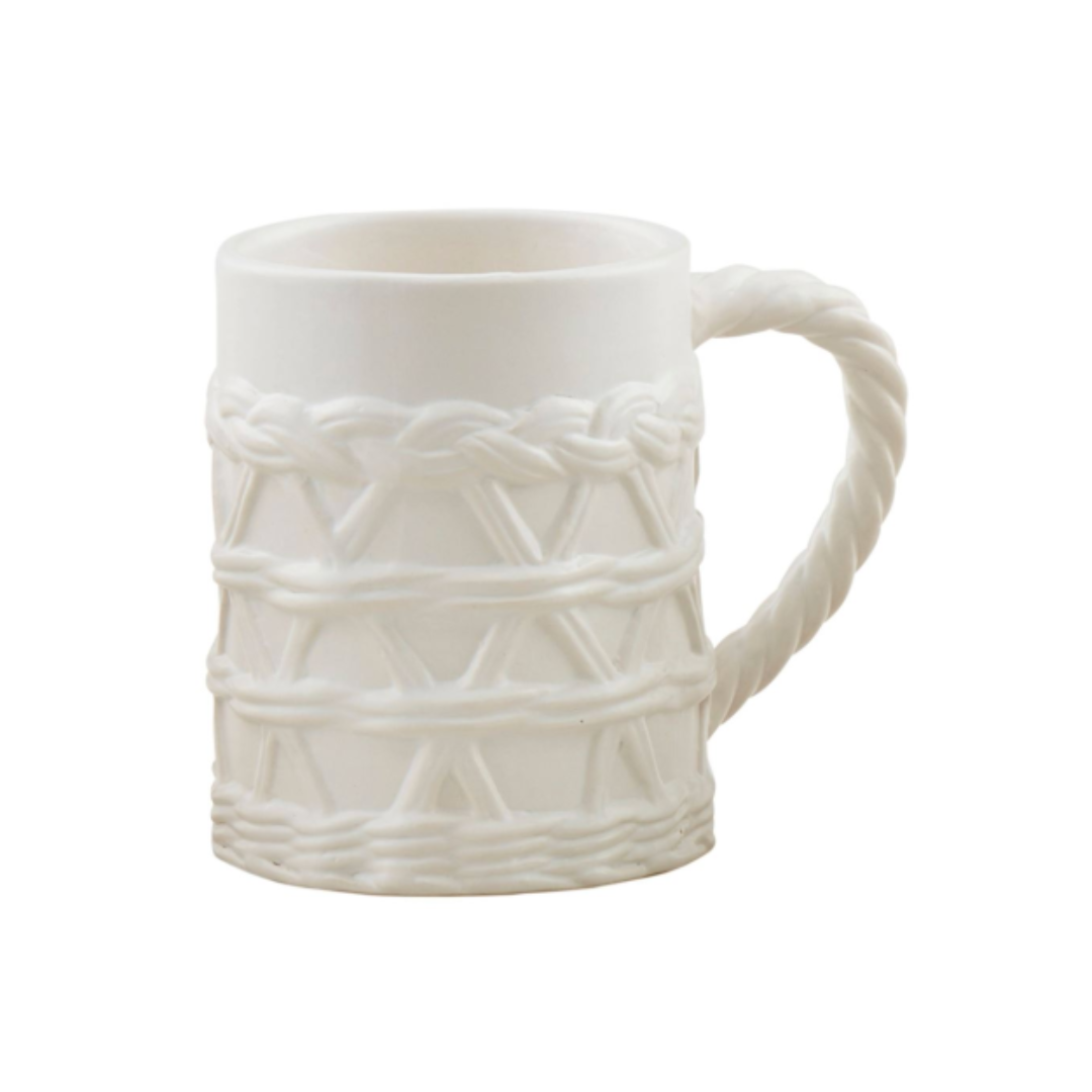 white woven ceramic mug - cane design