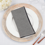 stonewashed stitched border 100% linen napkin, slate