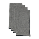 stonewashed stitched border 100% linen napkin, slate, sold as a set of four