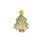 Hand-Painted Stoneware Christmas Tree Dish w/ Star, white background, style B