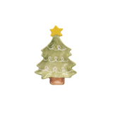 Hand-Painted Stoneware Christmas Tree Dish w/ Star, white background, style B