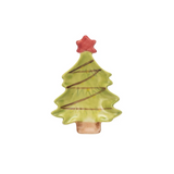 Hand-Painted Stoneware Christmas Tree Dish w/ Star, white background, style C