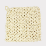 8" Square Cotton Crocheted Pot Holder, Cream