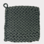 8" Square Cotton Crocheted Pot Holder, Onyx