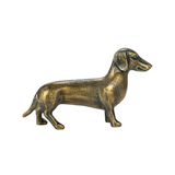 side view of Cast Aluminum Dachshund, Antique Brass Finish