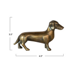 measurements of Cast Aluminum Dachshund, Antique Brass Finish