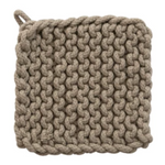 8" Square Cotton Crocheted Pot Holder, Dovetail