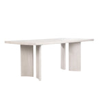 White wooden table with a minimalist design on a white background