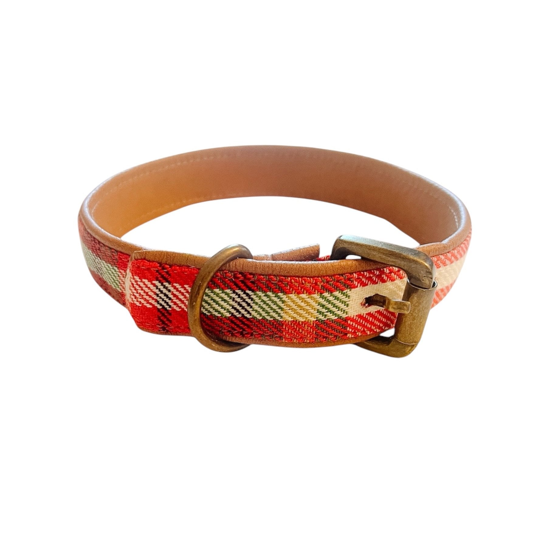 red and green plaid dog collar