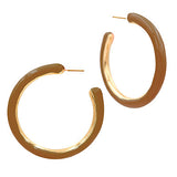 polished gold open hoop earrings with a smooth, rounded design displayed on a white background.