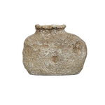 terracotta vase with an aged, textured brown finish resembling ancient artifacts