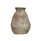terracotta vase with an aged, textured brown finish resembling ancient artifacts