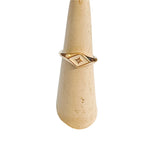 white epoxy rhombus crystal ring, beautifully accented with delicate gold detailing