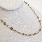 oval and circular gray and blue stone necklace , 16"