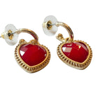 gold and red heart earrings
