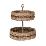 Hand-Woven Wicker & Bankuan 2-Tier Tray