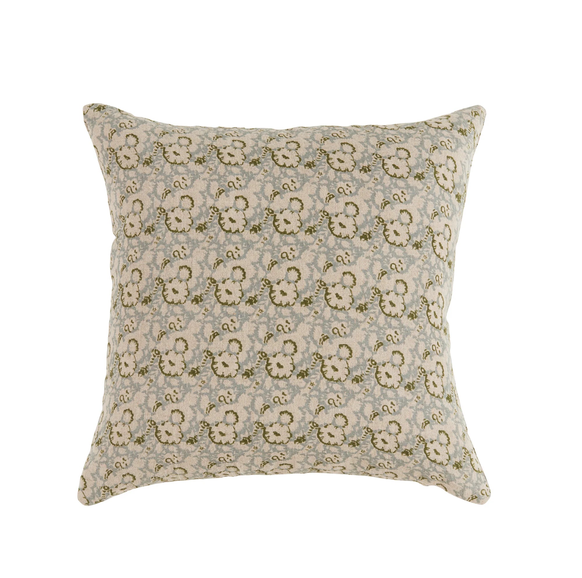 Decorative pillow with floral pattern on a white background