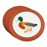 Embroidered Icon Coasters Mallard, set of four