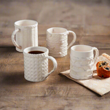 white woven ceramic mug