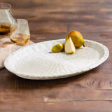 basket weave textured stoneware platter