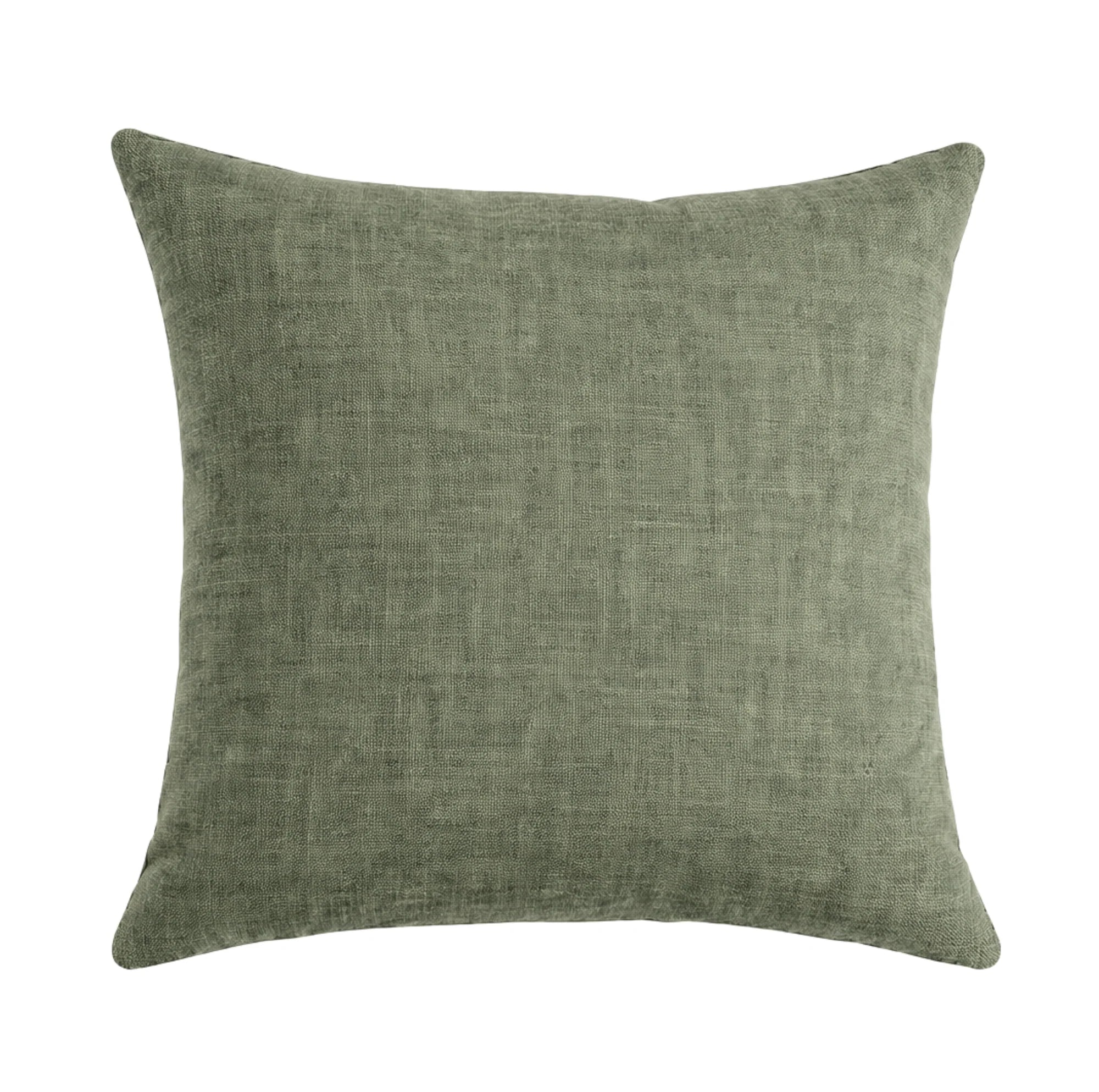 Green textured pillow on a white background