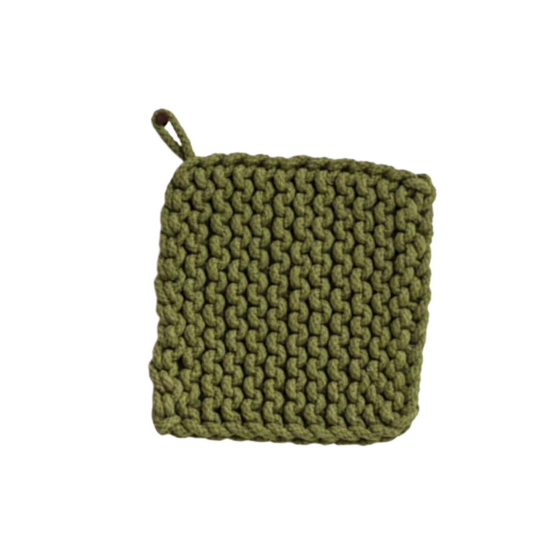 8" Square Cotton Crocheted Pot Holder, Meadow