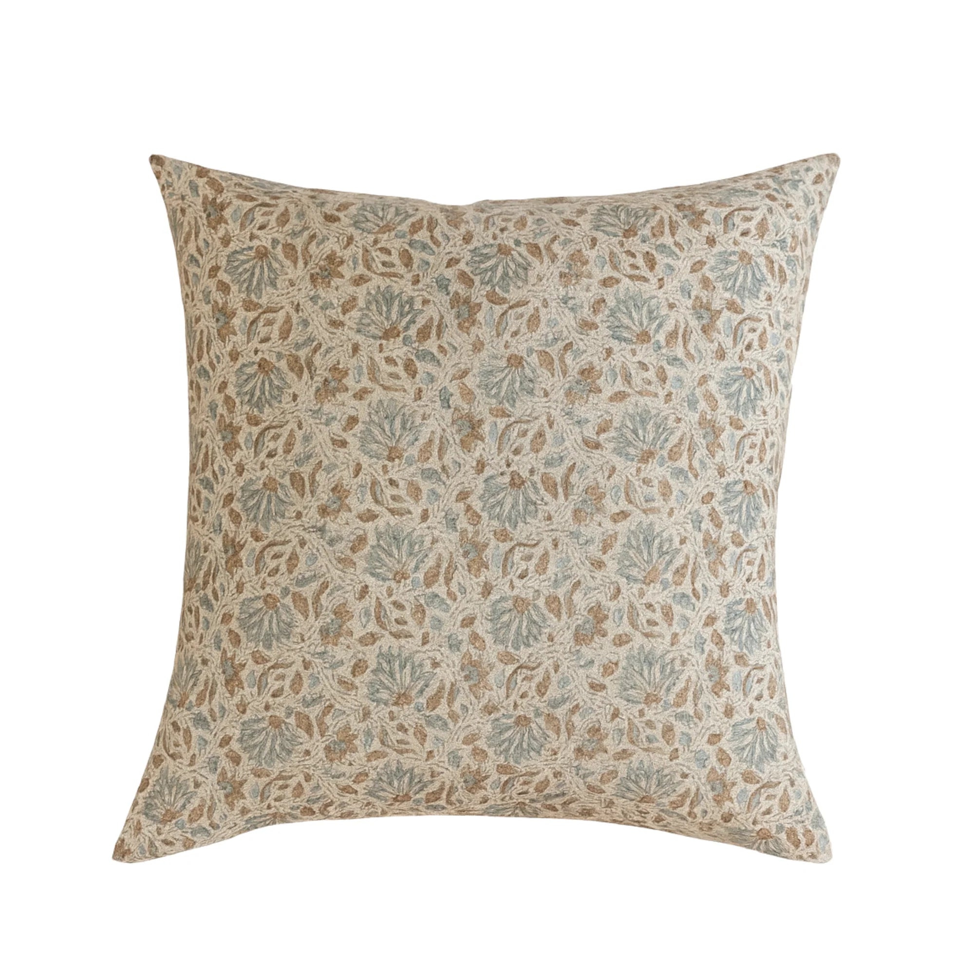 Decorative pillow with floral pattern on a white background