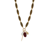 Marble Stone Multi Charm Necklace on white background