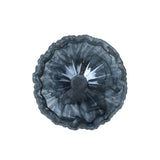 A round, dark gray onda glass bowl with a textured, starburst-like pattern and a scalloped rim, shown from a top-down perspective on a white background.