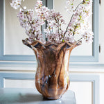 onda glass tortoiseshell tulip vase with flowers 