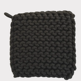 8" Square Cotton Crocheted Pot Holder, Onyx