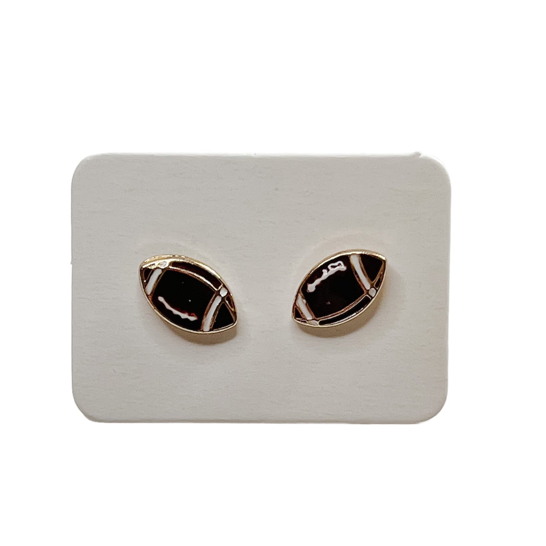 brown football stud earrings