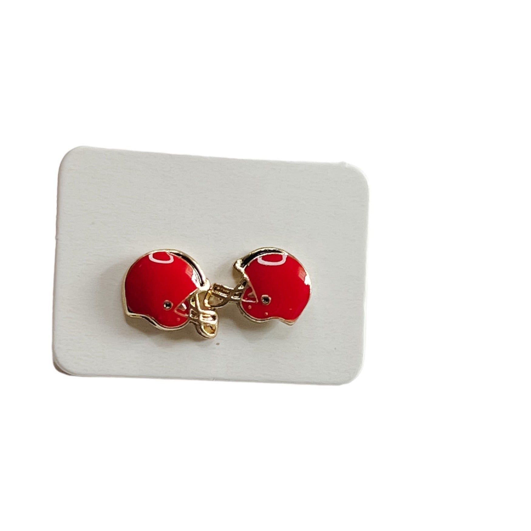 Earrings, Kickoff - Danshire Market and Design, red football helmet studs for gamely