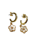 gold hoops with floral charm