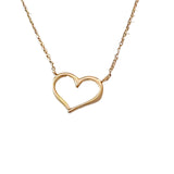 gold heart ouline pendant with gold chain necklace