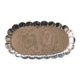 Decorative Metal Scalloped Tray, Silver Finish, oval